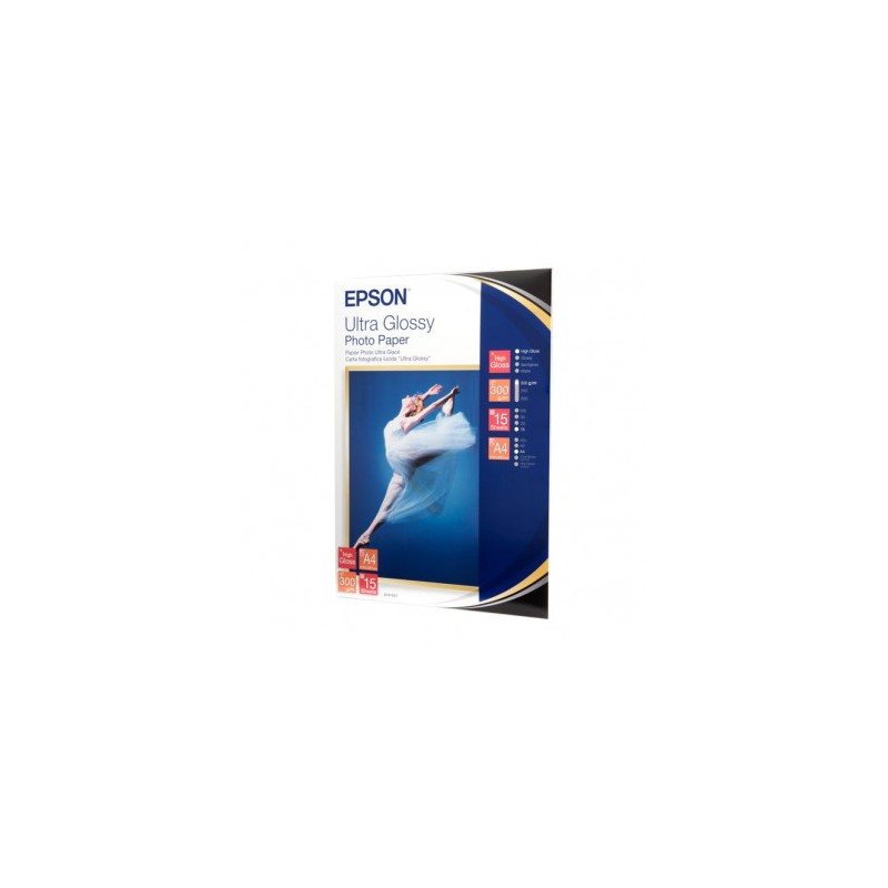 Conf.15fg. carta InkJet lucida Photo Glossy 300gr.F.to A4 EPSON