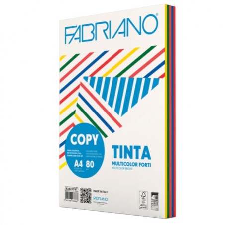 Risma 250fg carta colori vivi mix .MULTICOLOR F.to A4 80gr FABRIANO