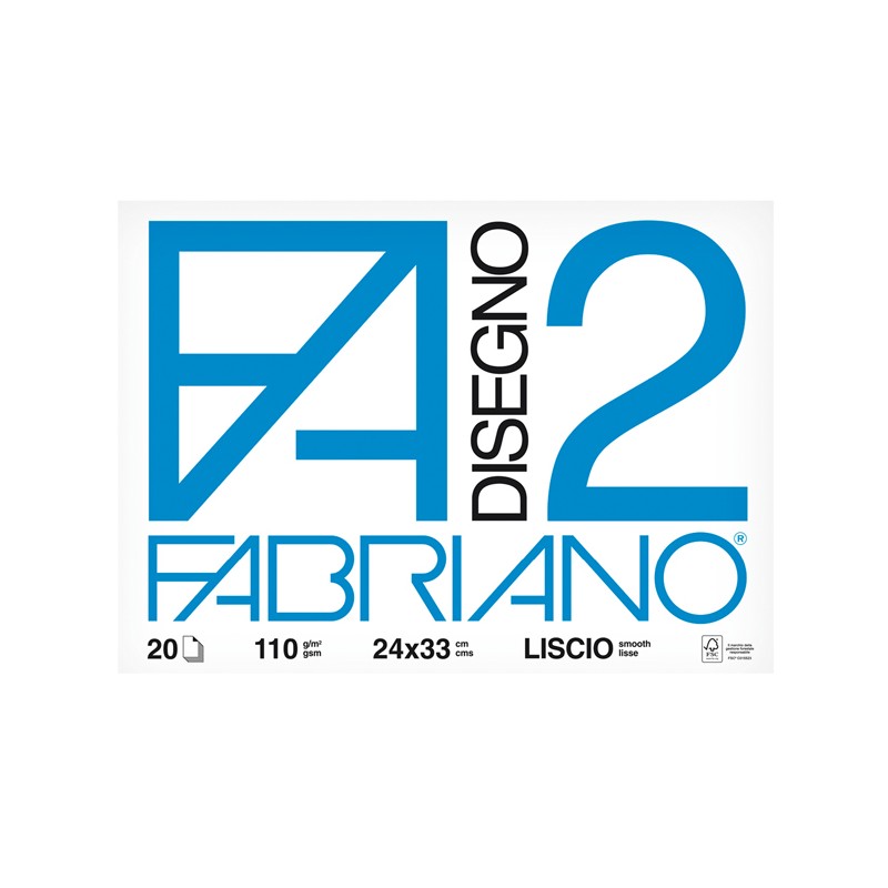 Album disegno FABRIANO F2 24x33cm 20fg lisci a quadretti p.m.110gr.