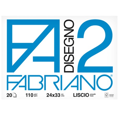 Album disegno FABRIANO F2 24x33cm 20fg lisci a quadretti p.m.110gr.