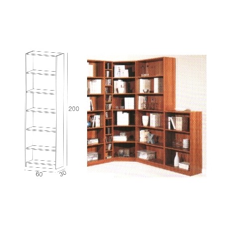 Libreria a giorno 5 ripiani h202 x p30 x L80cm COSMO escl. montaggio