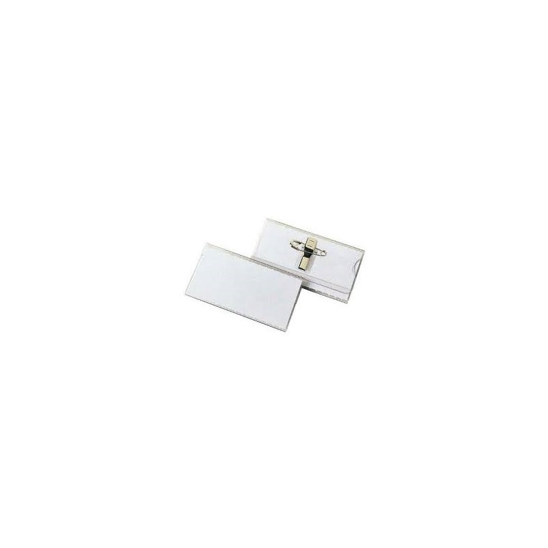 Targhetta portanome rigida 6x9cm con clips e spilla SIAM