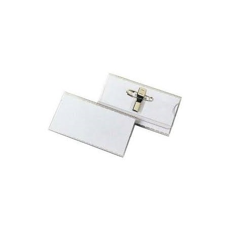 Targhetta portanome rigida 6x9cm con clips e spilla SIAM