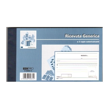 Ricevute generiche 2 copie autoricalcanti 10x17cm EDIPRO E5563c