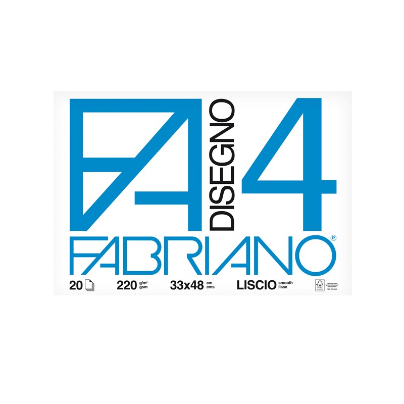 Album disegno FABRIANO F4 33x48cm 20fg. liscio da 220gr.